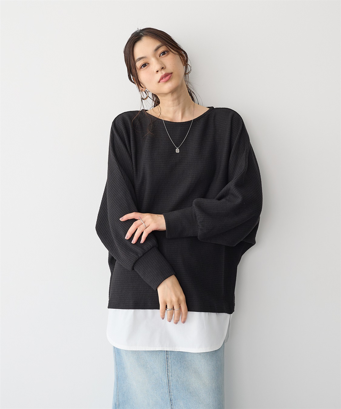 anyfee 【anyfee/プラスサイズ】レイヤード風ドルマンスリーブプルオーバー_sub_8