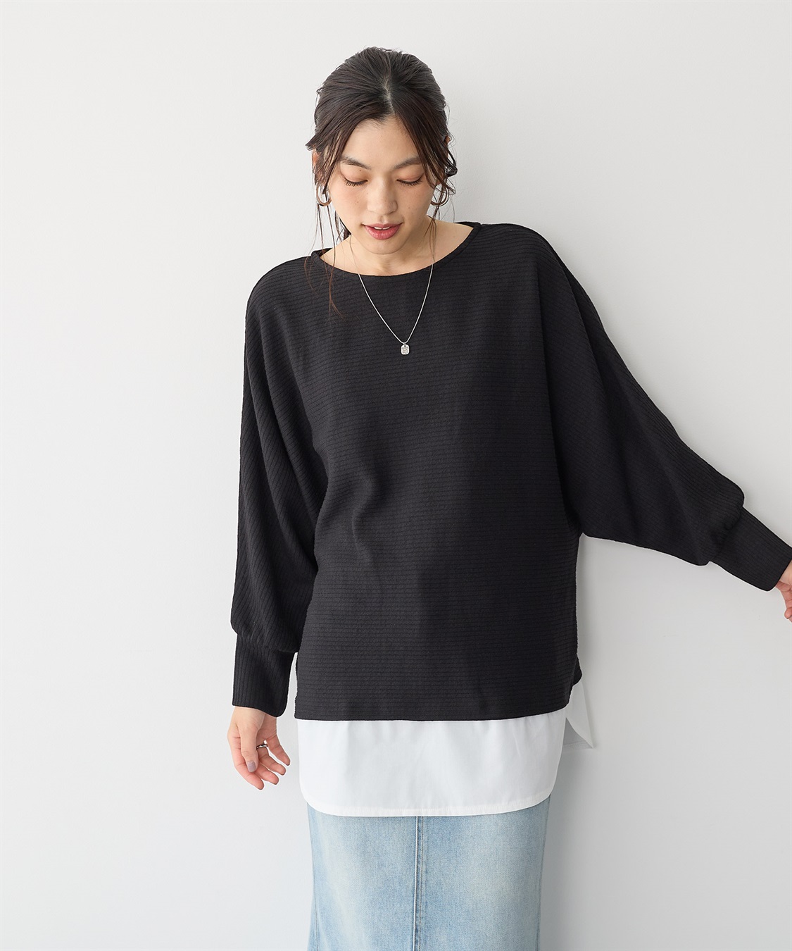 anyfee 【anyfee/プラスサイズ】レイヤード風ドルマンスリーブプルオーバー_sub_9