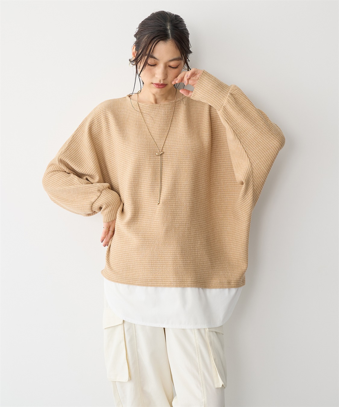 anyfee 【anyfee/プラスサイズ】レイヤード風ドルマンスリーブプルオーバー_sub_10