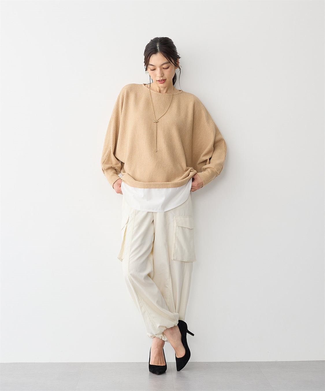 anyfee 【anyfee/プラスサイズ】レイヤード風ドルマンスリーブプルオーバー_sub_11