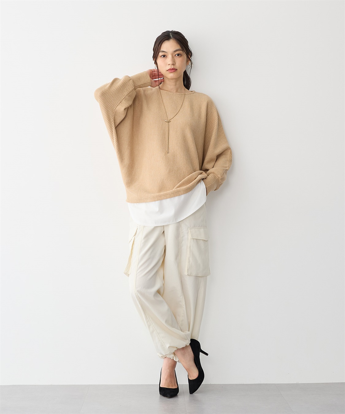 anyfee 【anyfee/プラスサイズ】レイヤード風ドルマンスリーブプルオーバー_sub_12