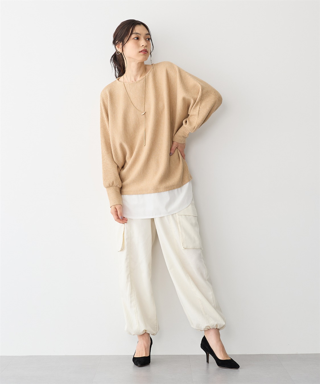 anyfee 【anyfee/プラスサイズ】レイヤード風ドルマンスリーブプルオーバー_sub_14