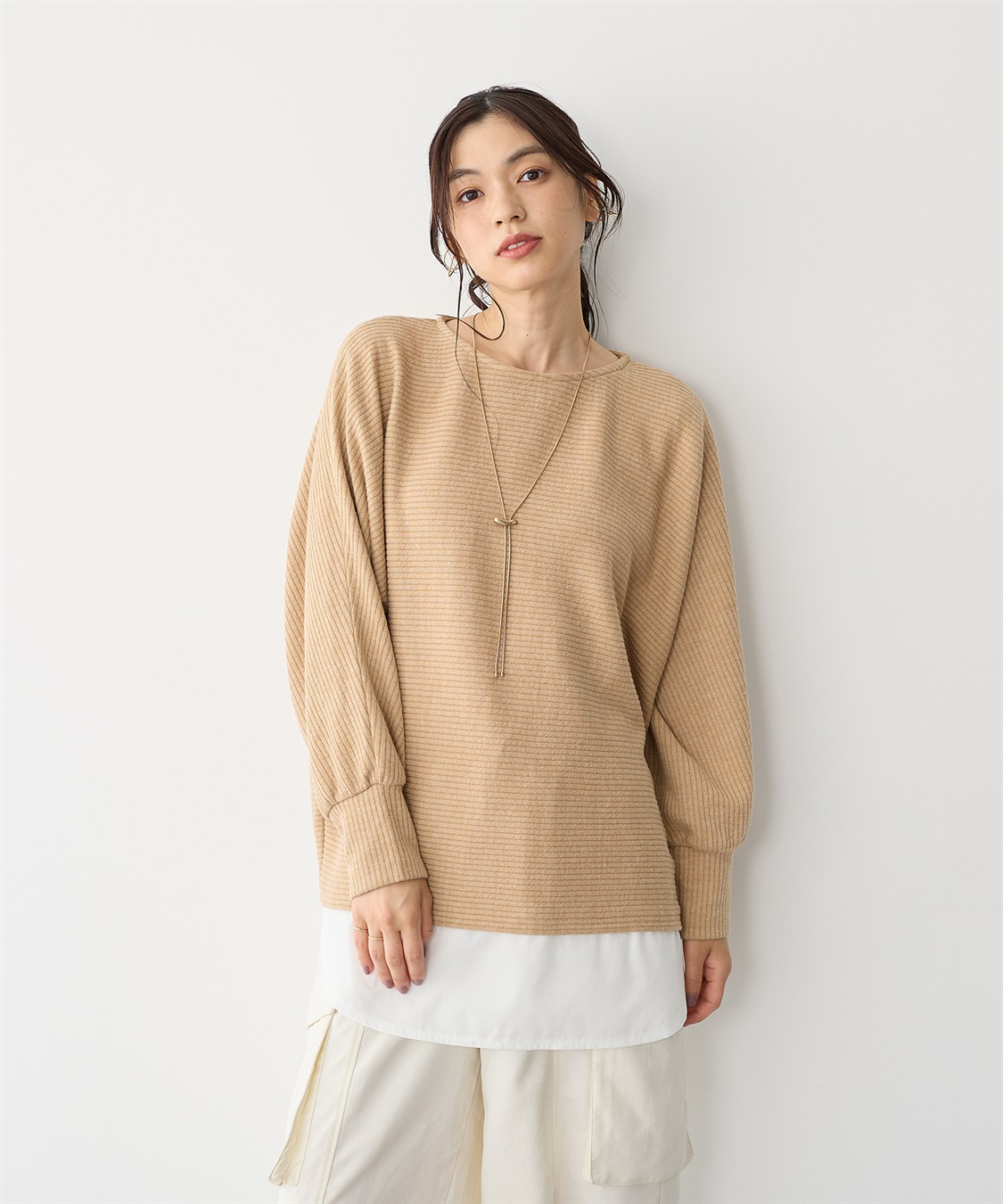 anyfee 【anyfee/プラスサイズ】レイヤード風ドルマンスリーブプルオーバー_sub_16