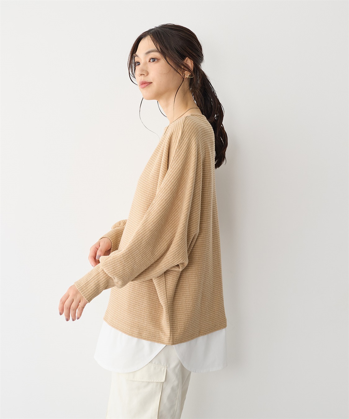 anyfee 【anyfee/プラスサイズ】レイヤード風ドルマンスリーブプルオーバー_sub_18