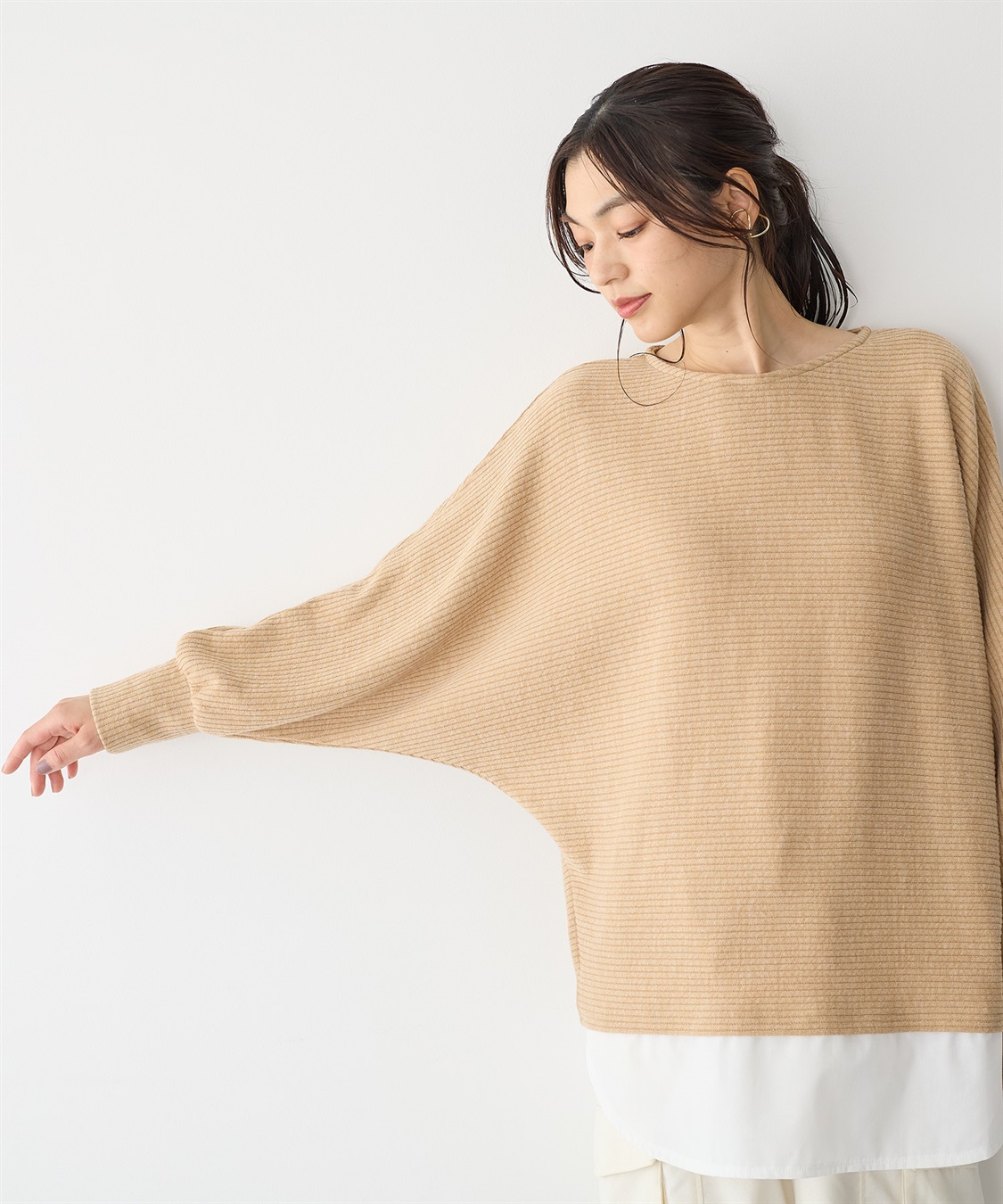anyfee 【anyfee/プラスサイズ】レイヤード風ドルマンスリーブプルオーバー_sub_23