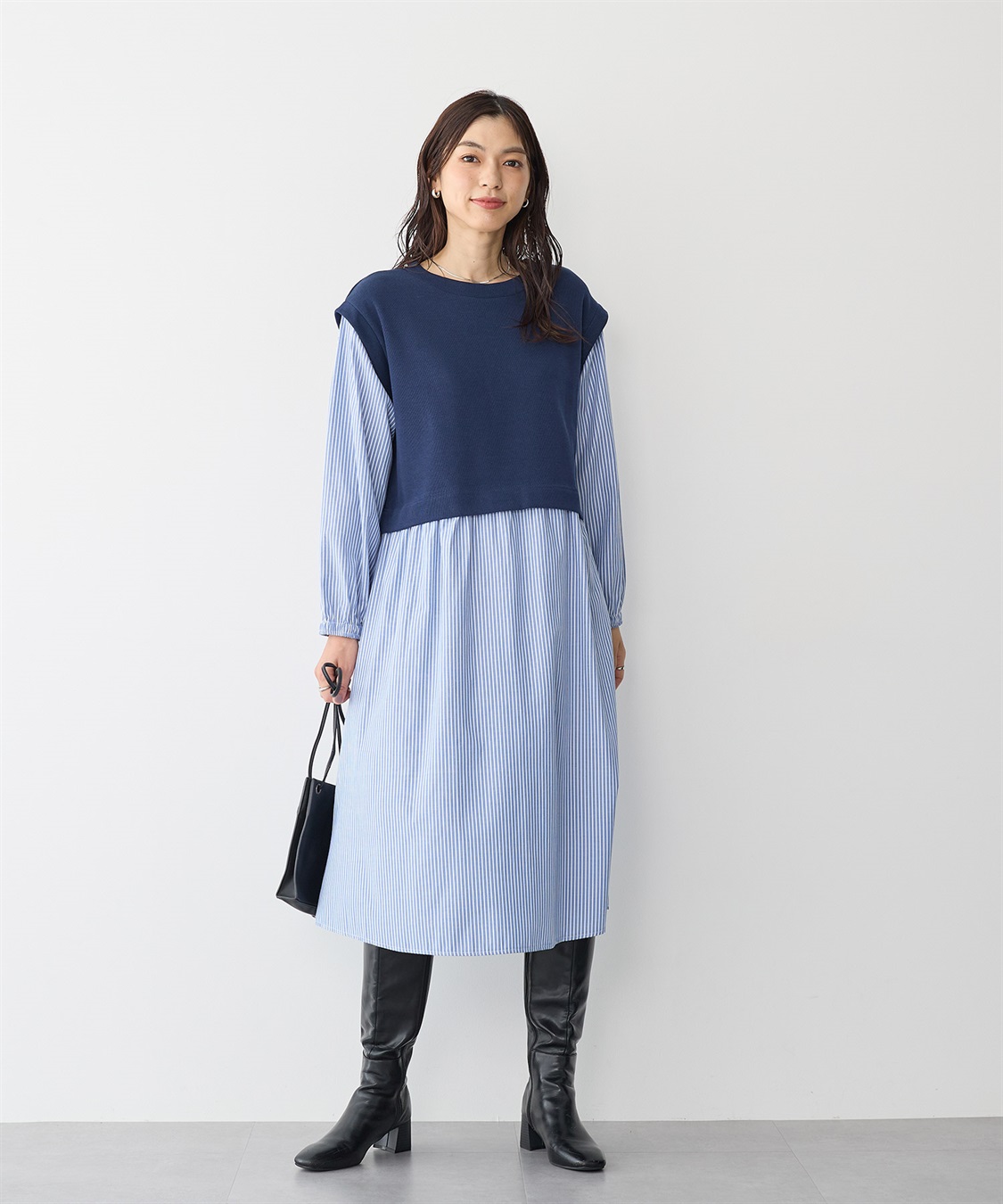 anyfee 【anyfee/プラスサイズ】ベストレイヤード風シャツワンピース_sub_1