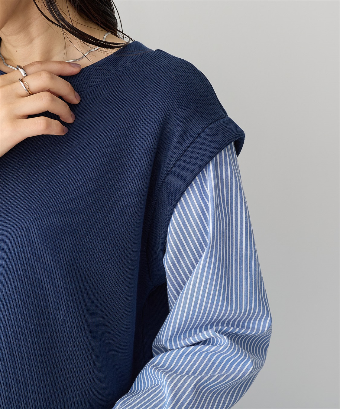 anyfee 【anyfee/プラスサイズ】ベストレイヤード風シャツワンピース_sub_11