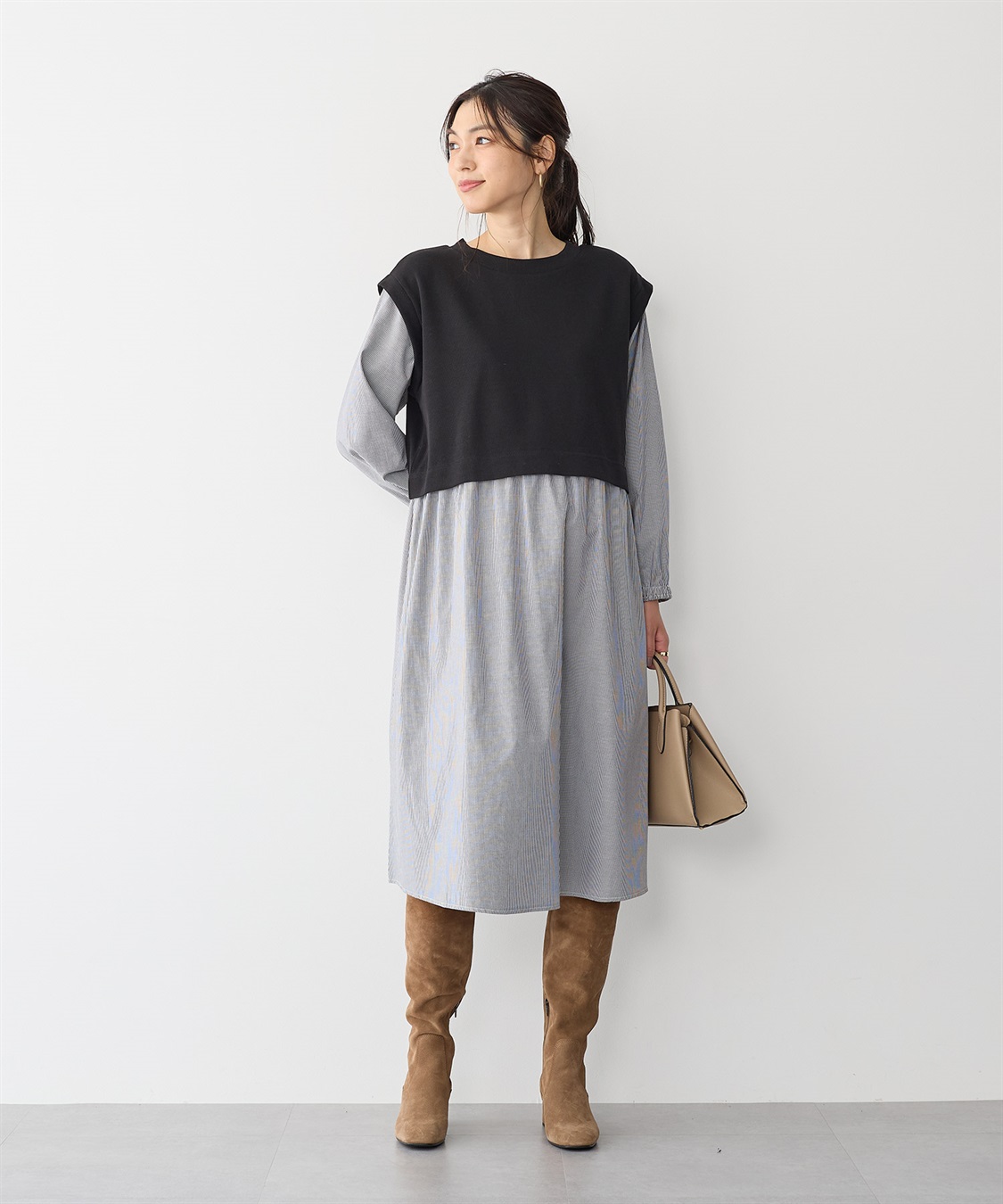 anyfee 【anyfee/プラスサイズ】ベストレイヤード風シャツワンピース_sub_12