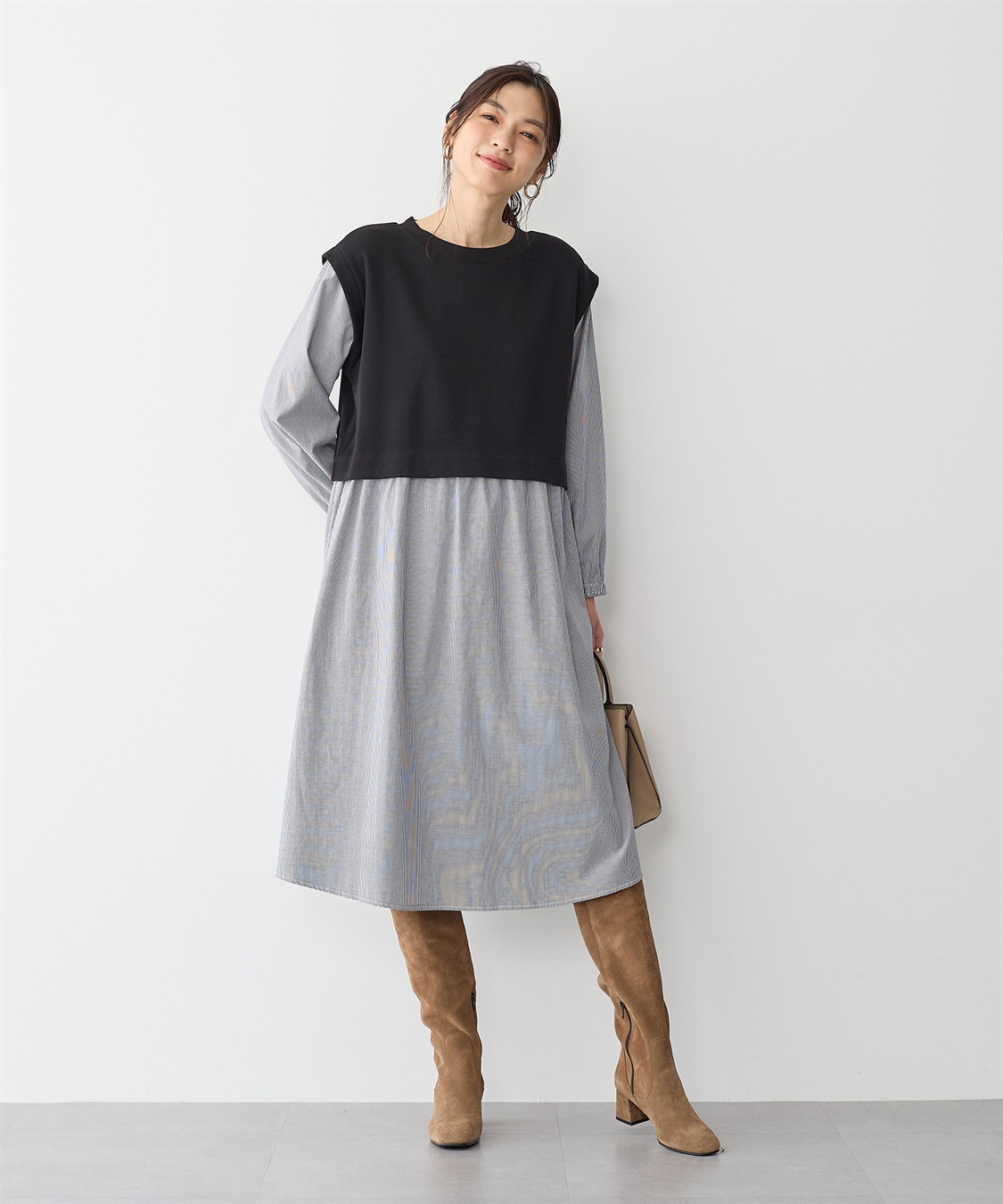 anyfee 【anyfee/プラスサイズ】ベストレイヤード風シャツワンピース_sub_13