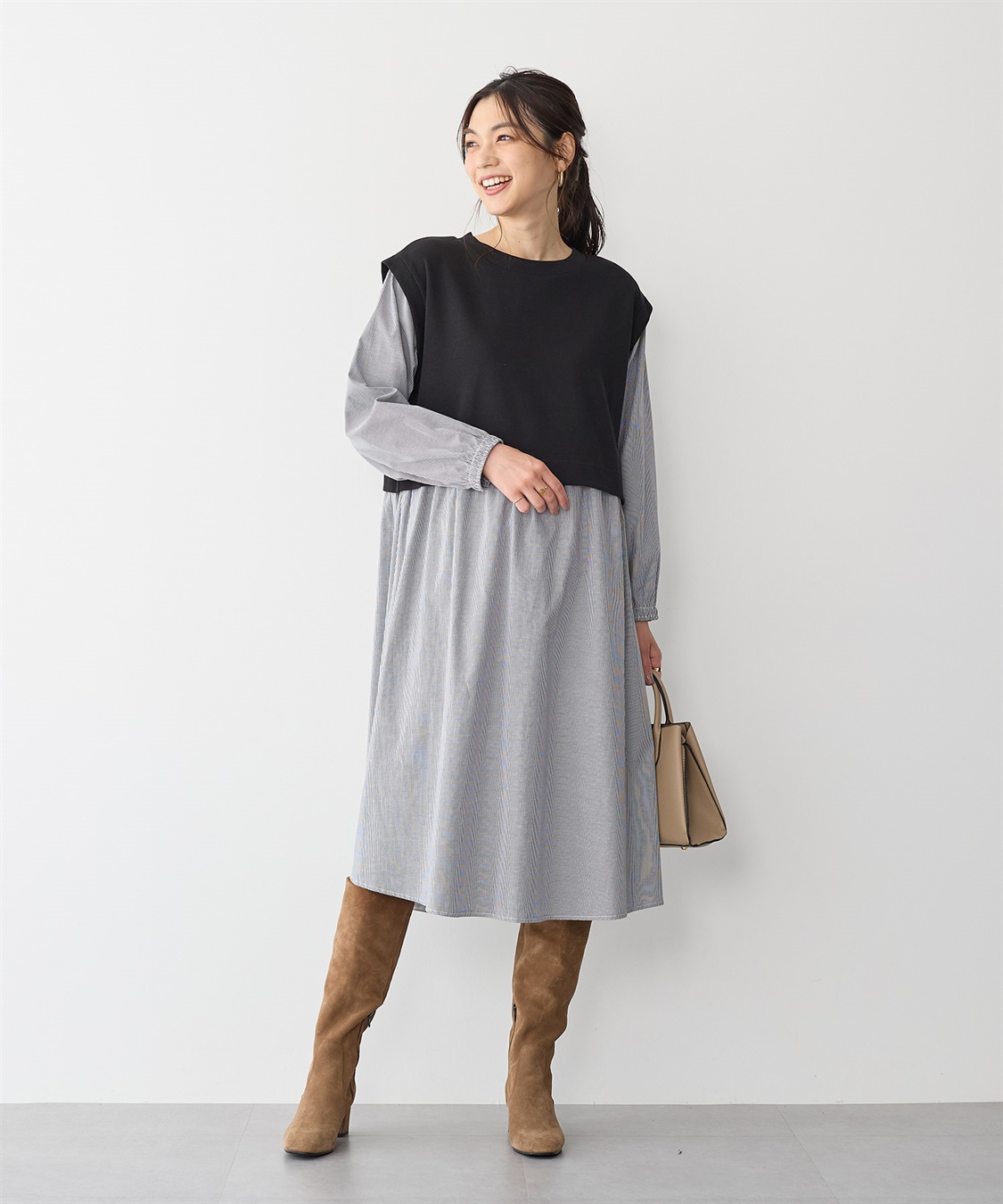 anyfee 【anyfee/プラスサイズ】ベストレイヤード風シャツワンピース_sub_15