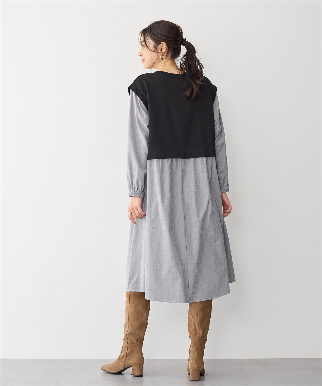 anyfee 【anyfee/プラスサイズ】ベストレイヤード風シャツワンピース_sub_21