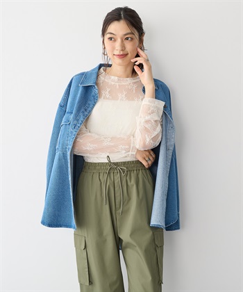 anyfee 【anyfee/プラスサイズ】チュールレースハイネックトップス_subthumb_3