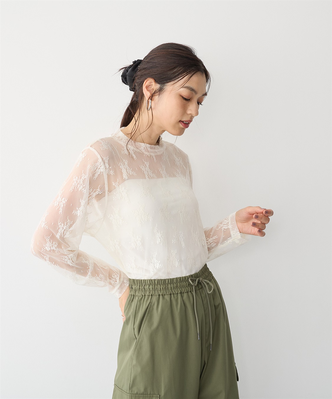 anyfee 【anyfee/プラスサイズ】チュールレースハイネックトップス_sub_6