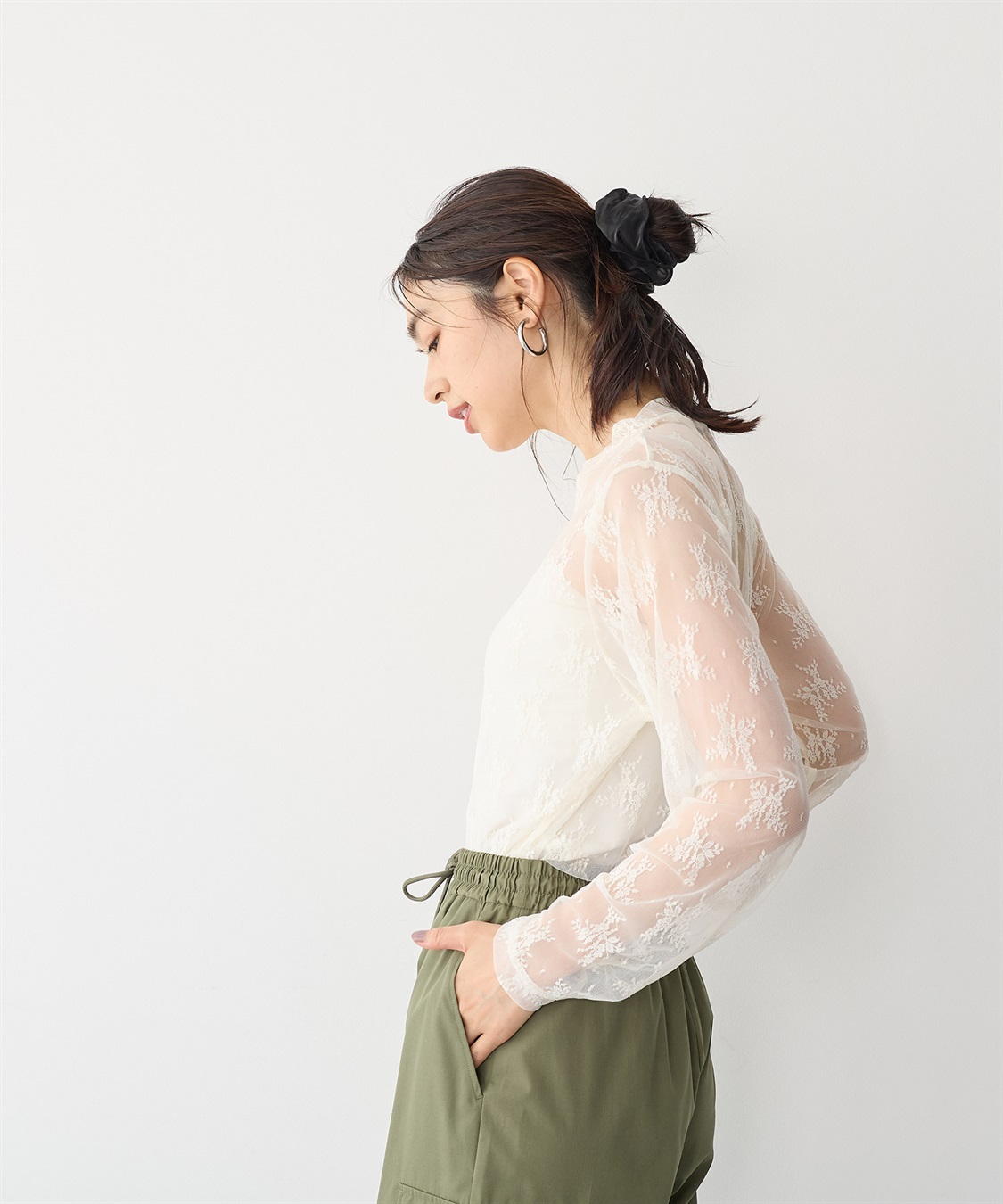 anyfee 【anyfee/プラスサイズ】チュールレースハイネックトップス_sub_7