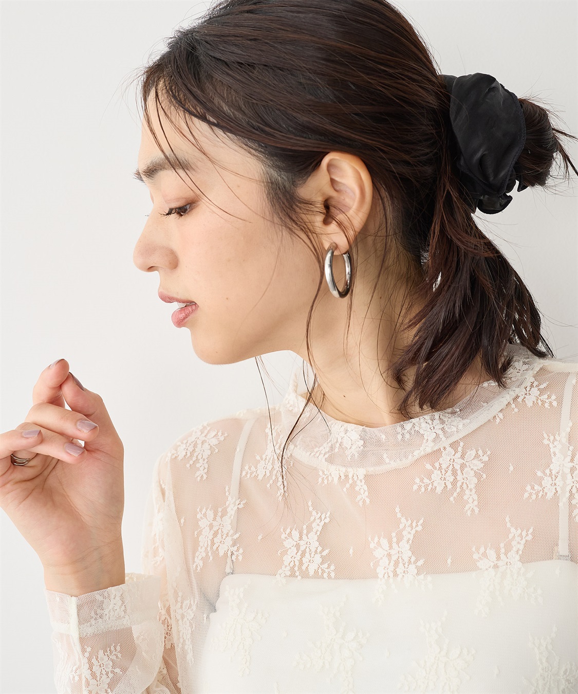 anyfee 【anyfee/プラスサイズ】チュールレースハイネックトップス_sub_9