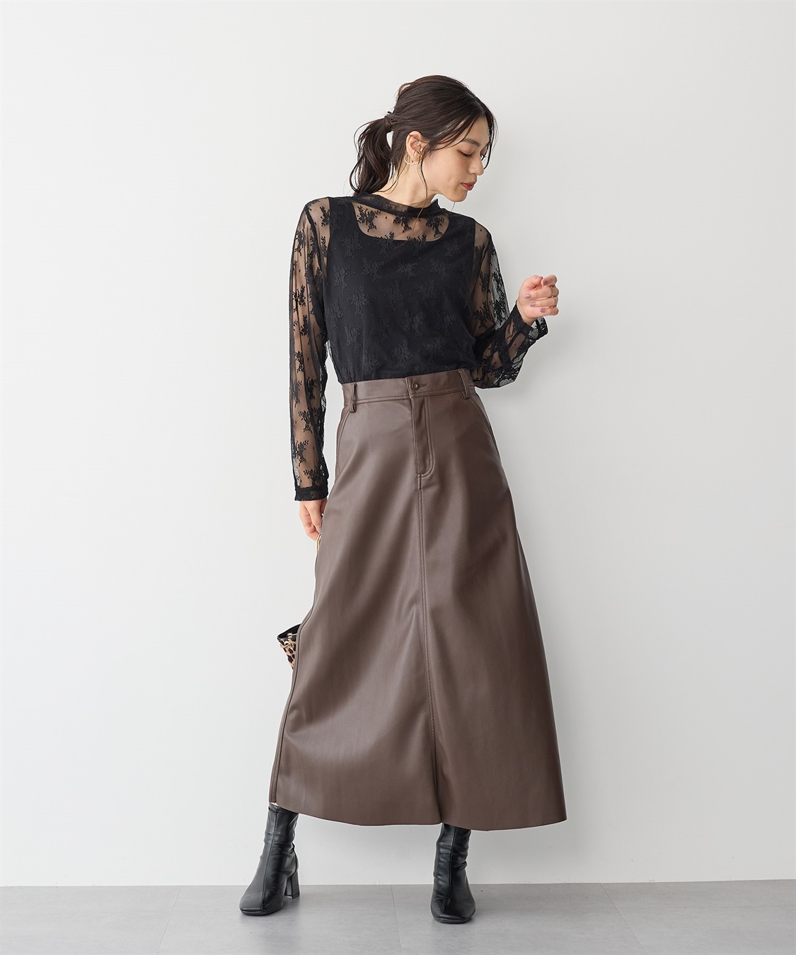 anyfee 【anyfee/プラスサイズ】チュールレースハイネックトップス_sub_14