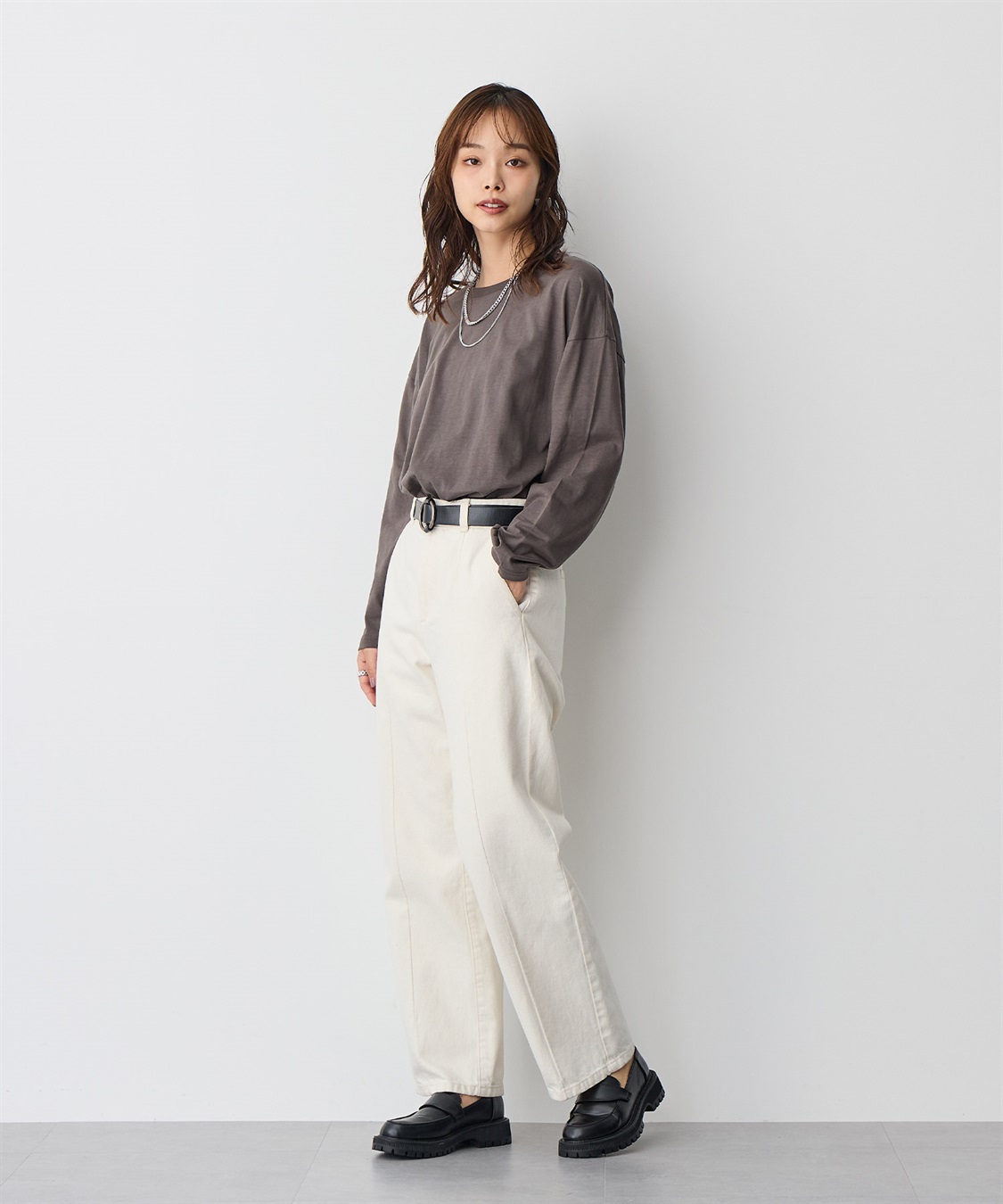 Life Style by cross marche 【anyfee/大きいサイズ】ラウンドヘムロングスリーブワイドTEE_sub_3