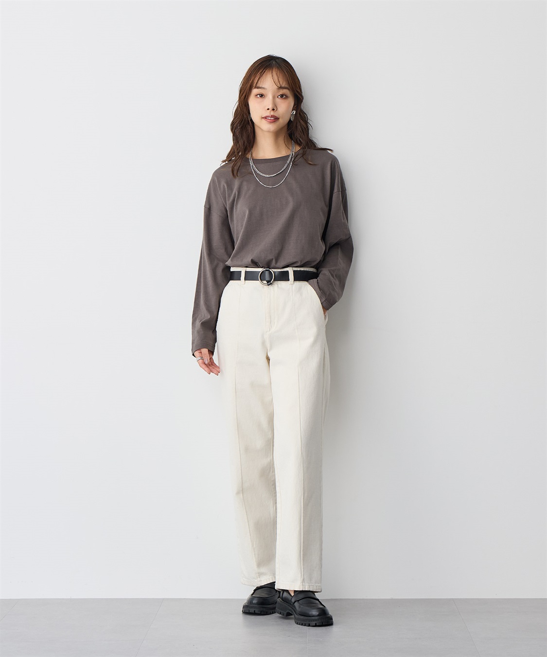 Life Style by cross marche 【anyfee/大きいサイズ】ラウンドヘムロングスリーブワイドTEE_sub_4