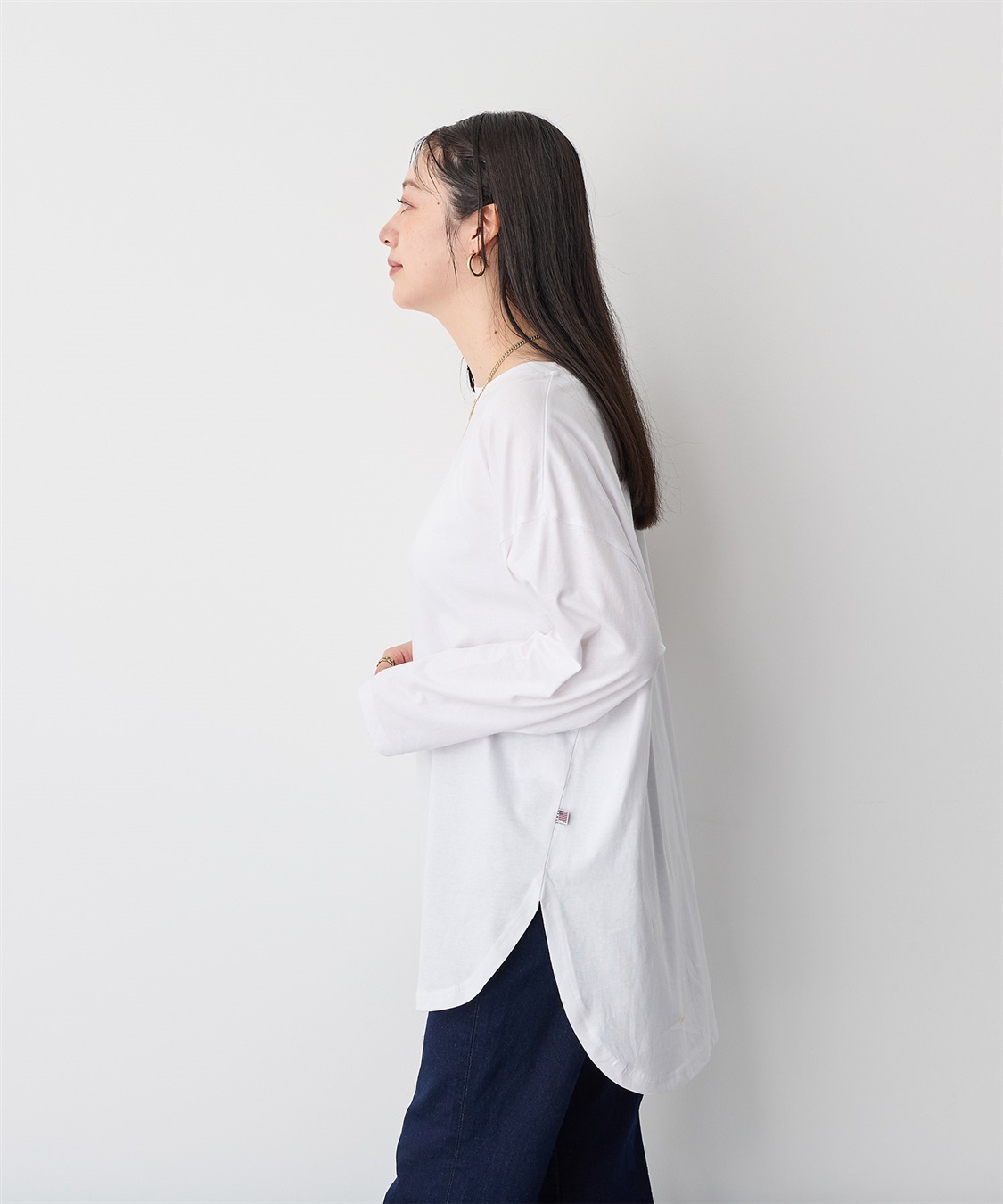 Life Style by cross marche 【anyfee/大きいサイズ】ラウンドヘムロングスリーブワイドTEE_sub_6