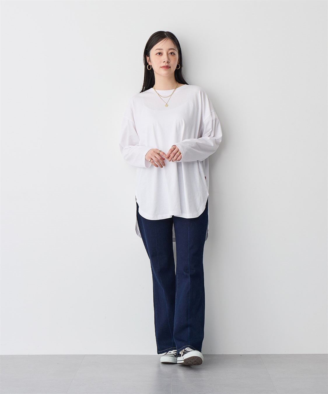 Life Style by cross marche 【anyfee/大きいサイズ】ラウンドヘムロングスリーブワイドTEE_sub_8