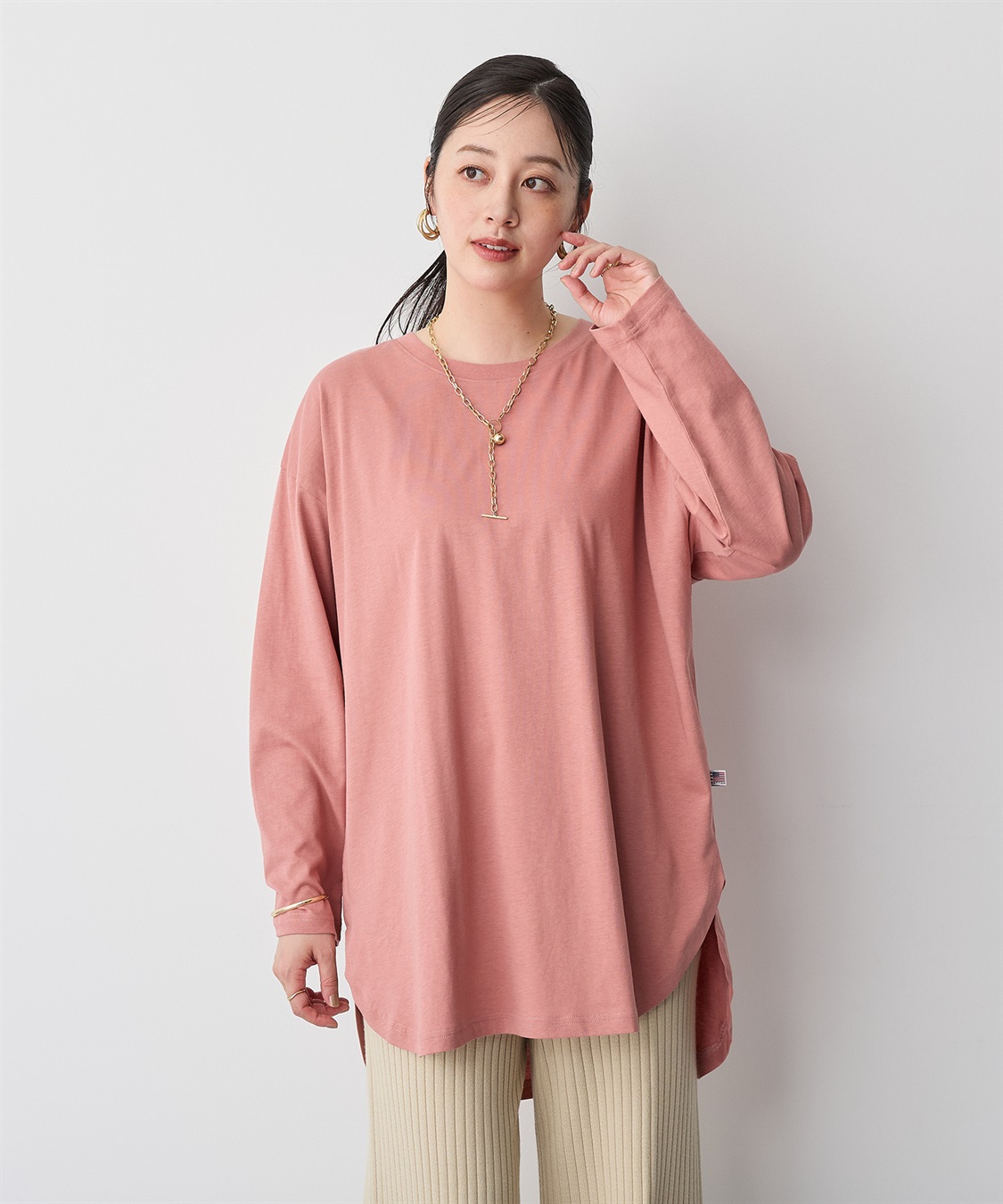 Life Style by cross marche 【anyfee/大きいサイズ】ラウンドヘムロングスリーブワイドTEE_sub_10