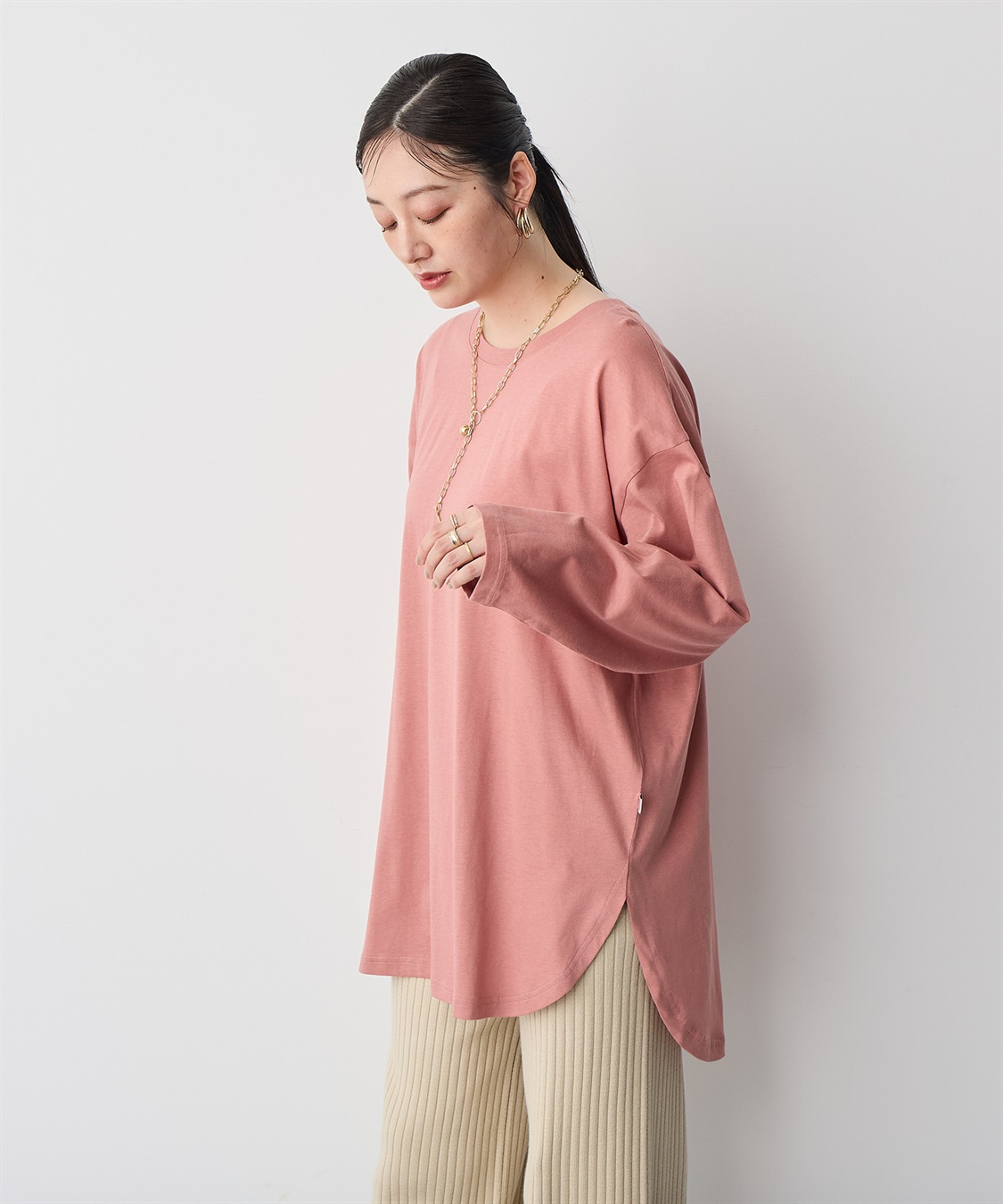 Life Style by cross marche 【anyfee/大きいサイズ】ラウンドヘムロングスリーブワイドTEE_sub_11