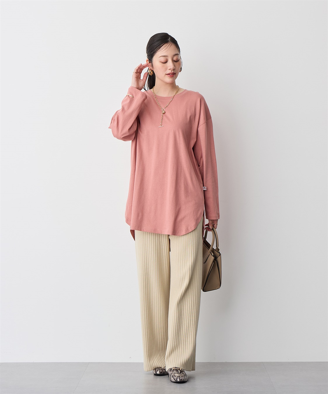 Life Style by cross marche 【anyfee/大きいサイズ】ラウンドヘムロングスリーブワイドTEE_sub_14