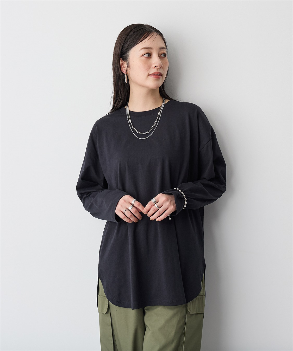 Life Style by cross marche 【anyfee/大きいサイズ】ラウンドヘムロングスリーブワイドTEE_sub_15