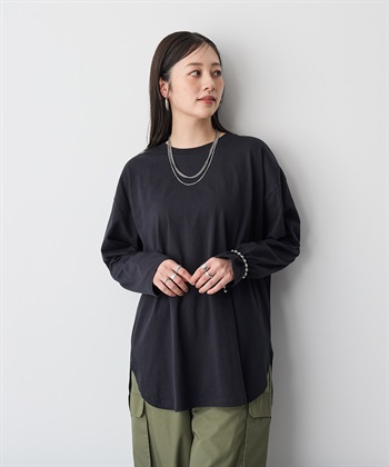 Life Style by cross marche 【anyfee/プラスサイズ】ラウンドヘムロングスリーブワイドTEE_subthumb_15