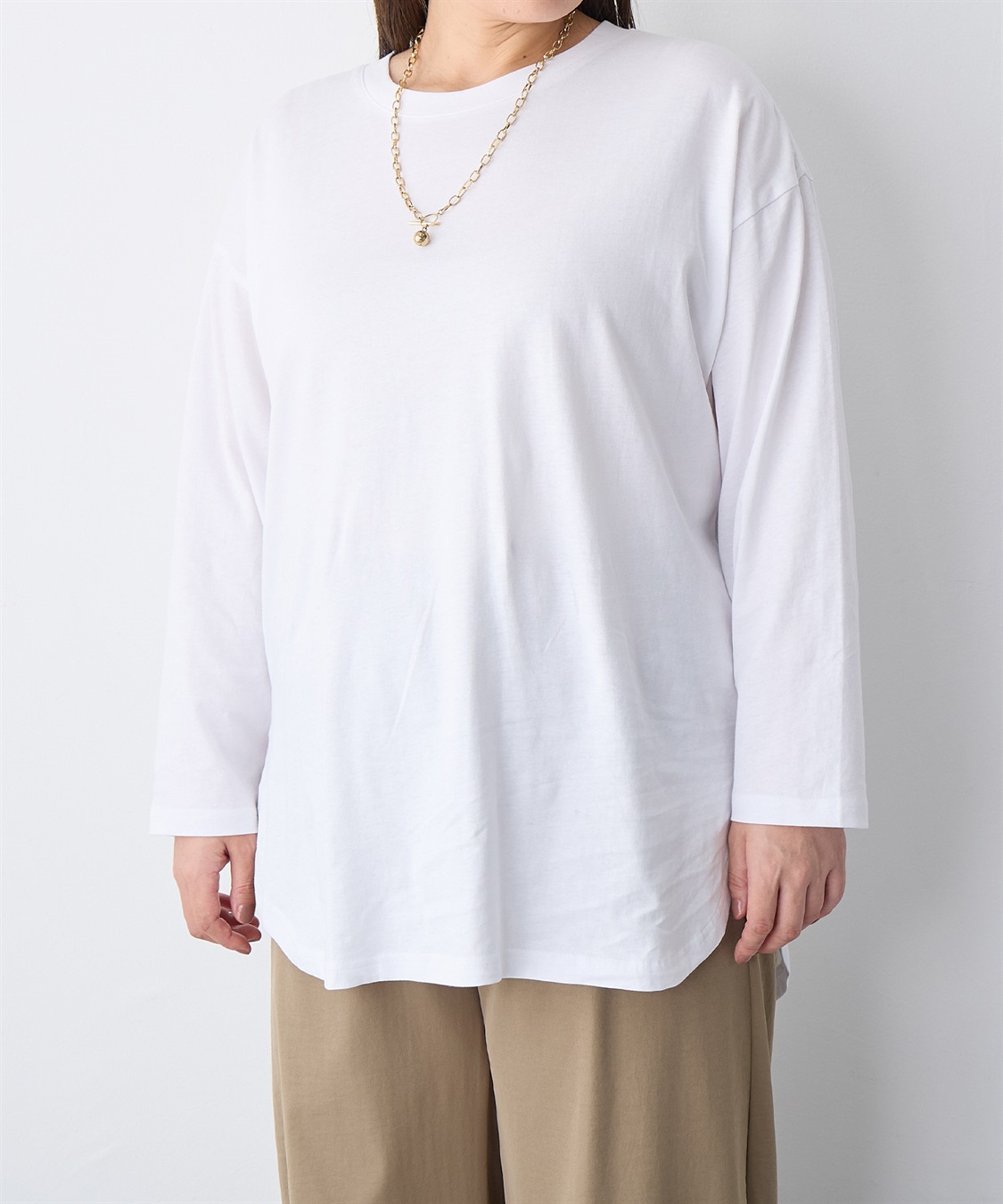 Life Style by cross marche 【anyfee/大きいサイズ】ラウンドヘムロングスリーブワイドTEE_sub_20