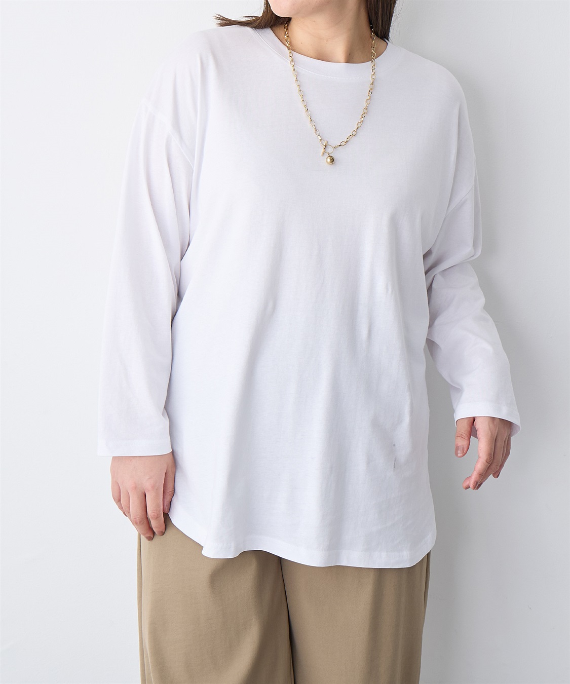 Life Style by cross marche 【anyfee/大きいサイズ】ラウンドヘムロングスリーブワイドTEE_sub_21