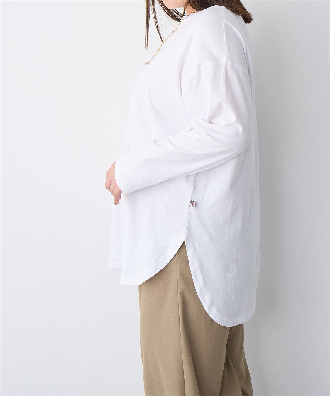 Life Style by cross marche 【anyfee/大きいサイズ】ラウンドヘムロングスリーブワイドTEE_sub_22