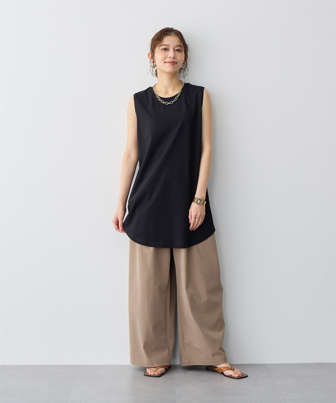 anyfee 【anyfee/プラスサイズ】USAコットンベーシックノースリーブカットソー_sub_5