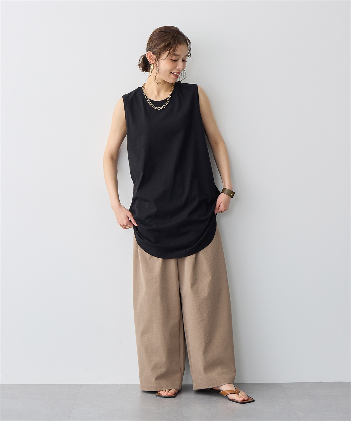 anyfee 【anyfee/プラスサイズ】USAコットンベーシックノースリーブカットソー_sub_6