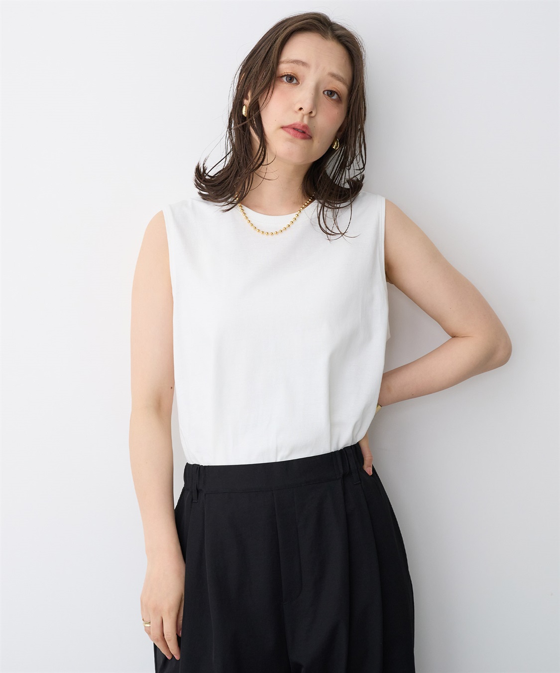 anyfee 【anyfee/プラスサイズ】USAコットンベーシックノースリーブカットソー_sub_15