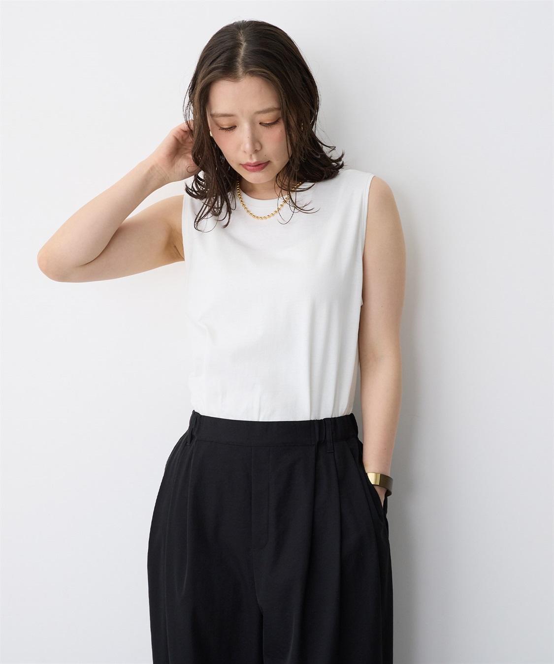 anyfee 【anyfee/プラスサイズ】USAコットンベーシックノースリーブカットソー_sub_16