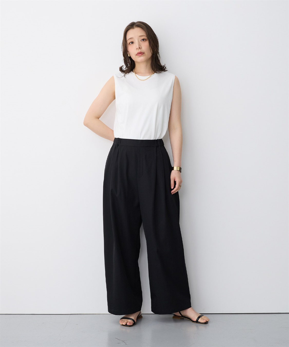 anyfee 【anyfee/プラスサイズ】USAコットンベーシックノースリーブカットソー_sub_19