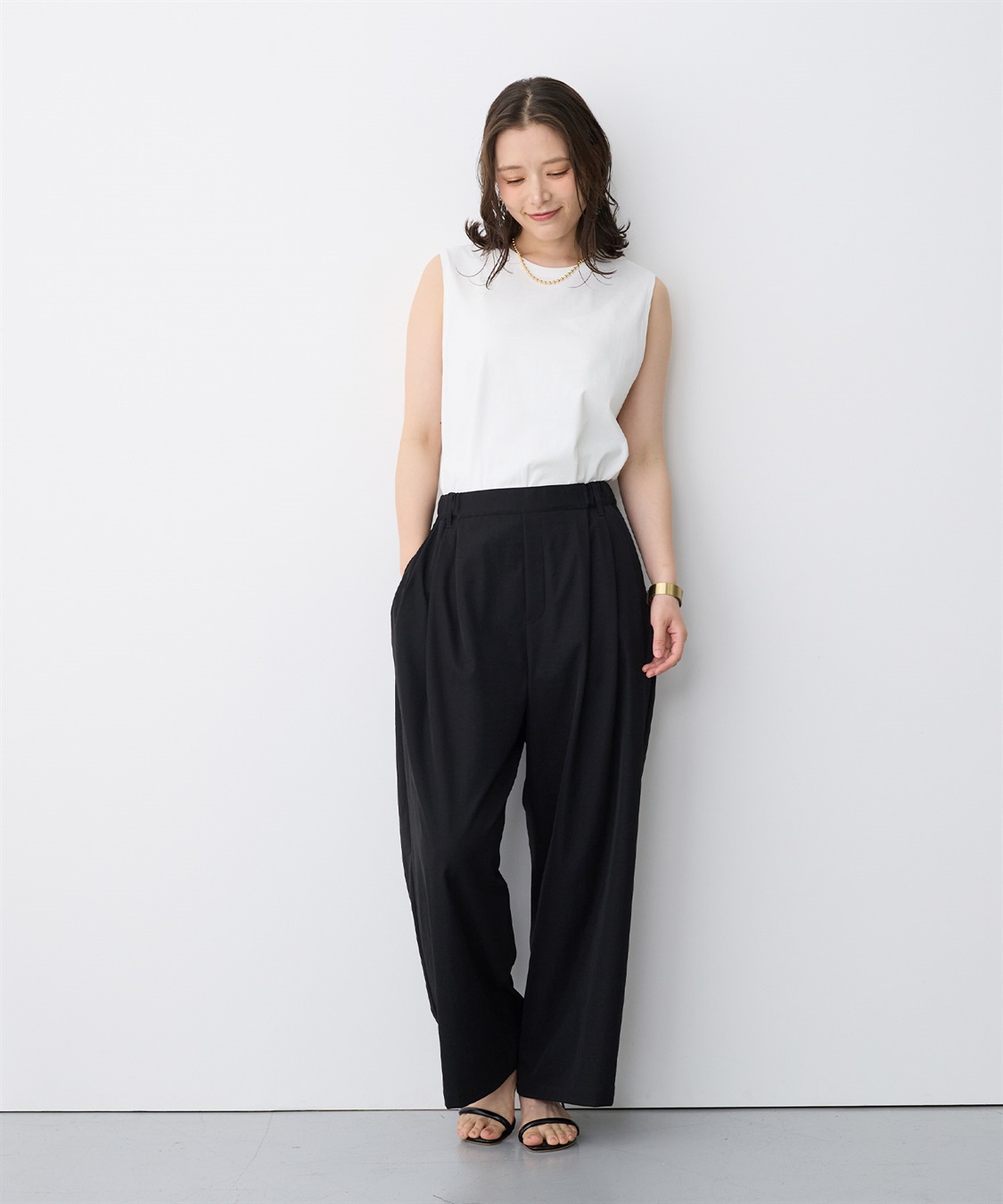 anyfee 【anyfee/プラスサイズ】USAコットンベーシックノースリーブカットソー_sub_20