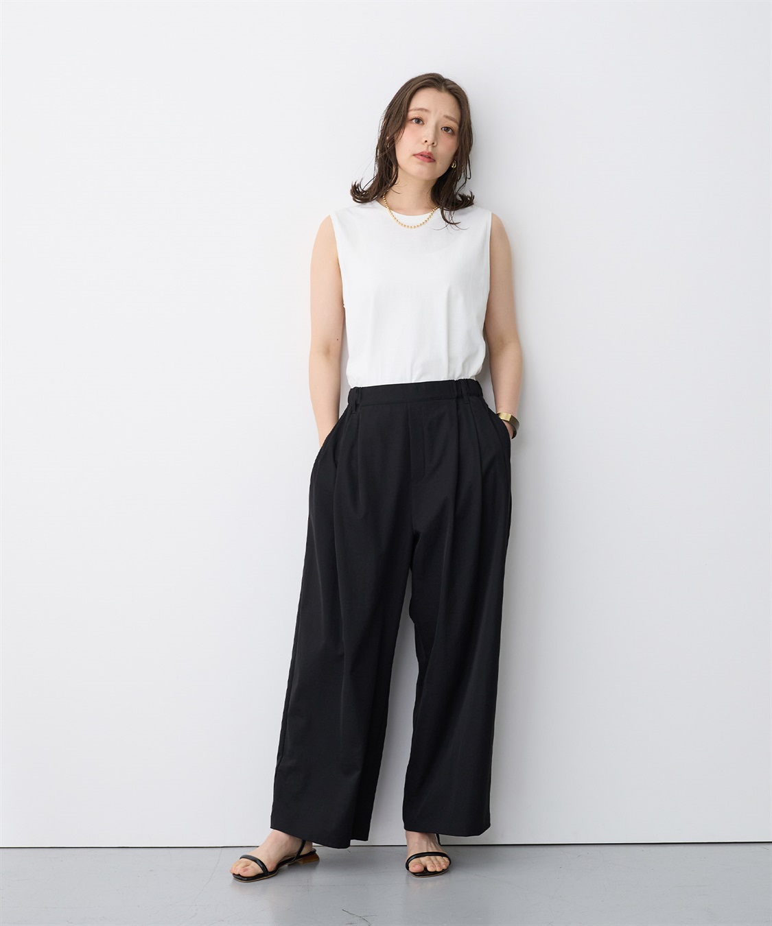 anyfee 【anyfee/プラスサイズ】USAコットンベーシックノースリーブカットソー_sub_21