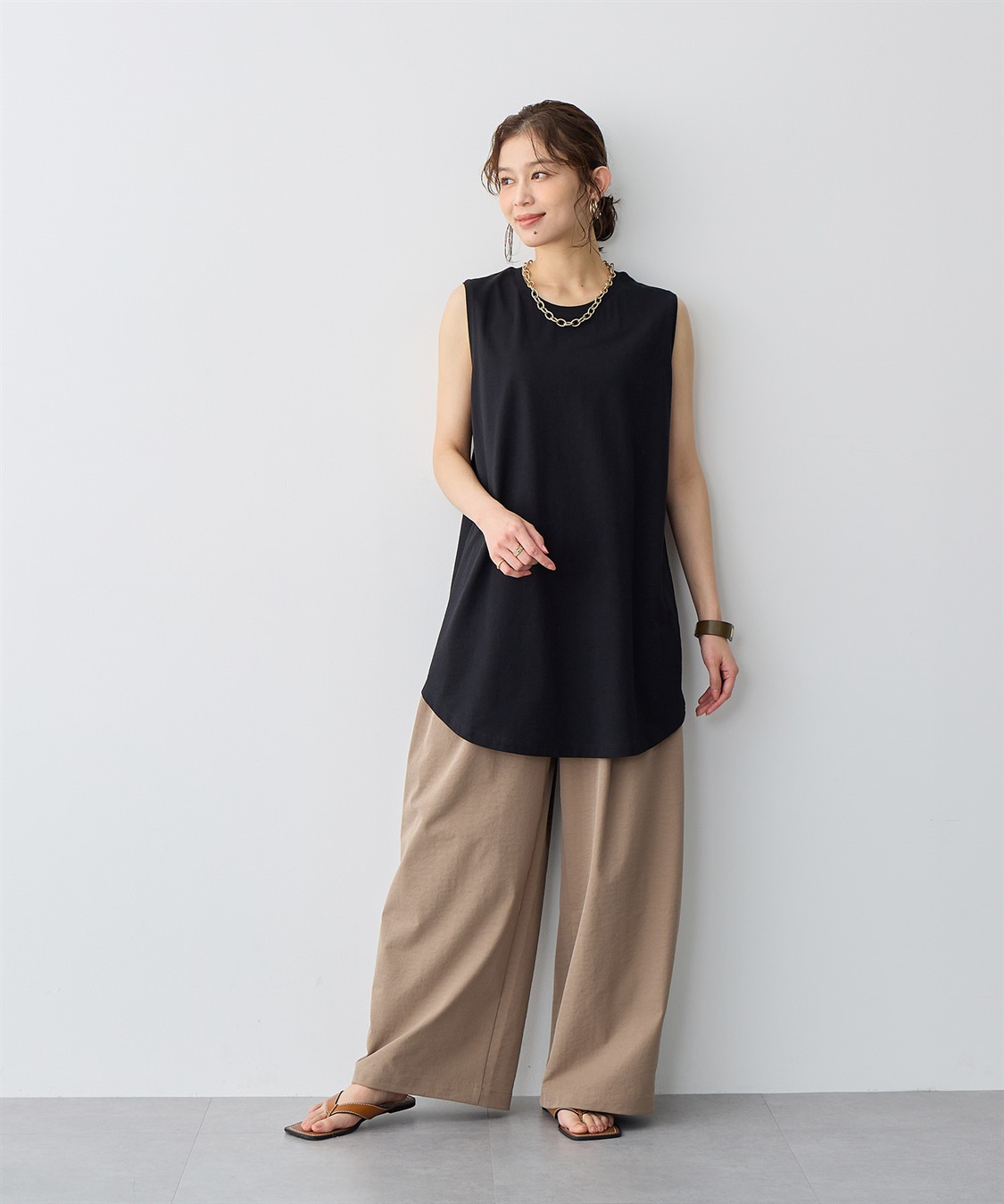 anyfee 【anyfee/プラスサイズ】USAコットンベーシックノースリーブカットソー_sub_22