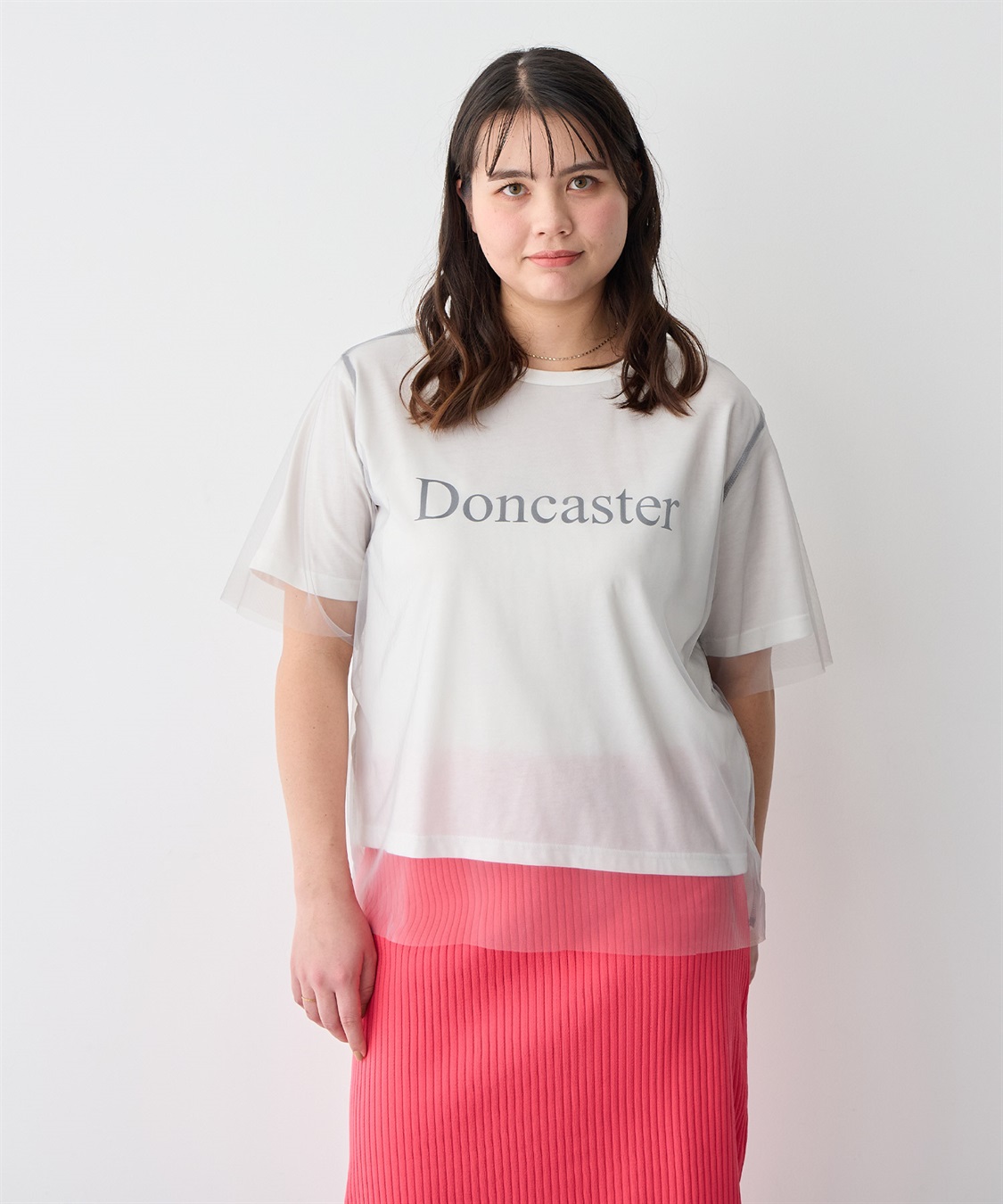 anyfee 【anyfee/プラスサイズ】チュールレイヤードTシャツ_sub_5