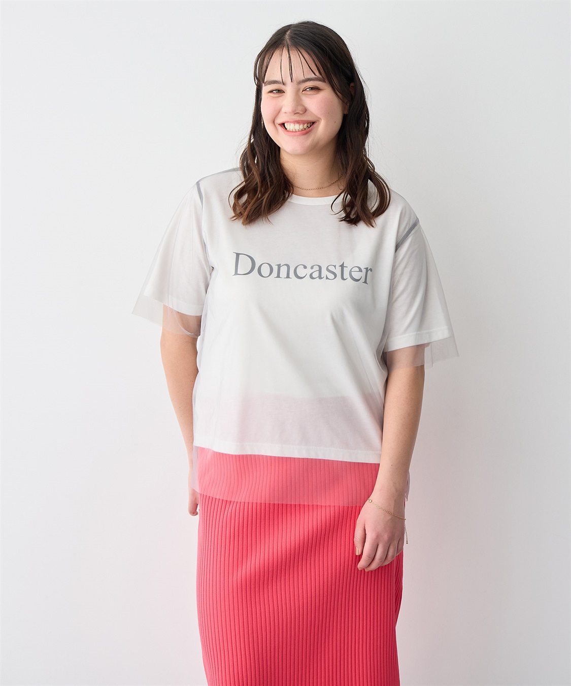 anyfee 【anyfee/プラスサイズ】チュールレイヤードTシャツ_sub_6