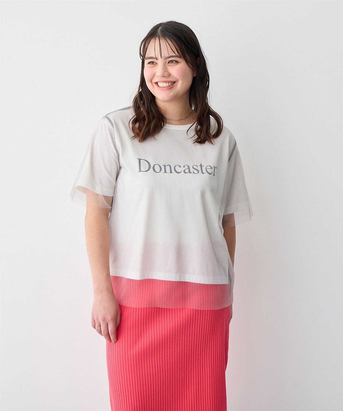 anyfee 【anyfee/プラスサイズ】チュールレイヤードTシャツ_sub_7