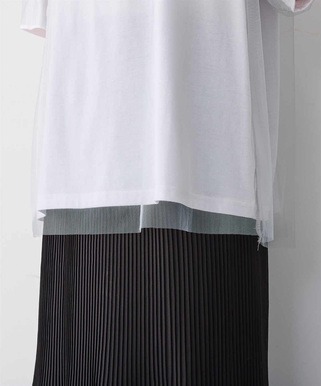 anyfee 【anyfee/プラスサイズ】チュールレイヤードTシャツ_sub_12