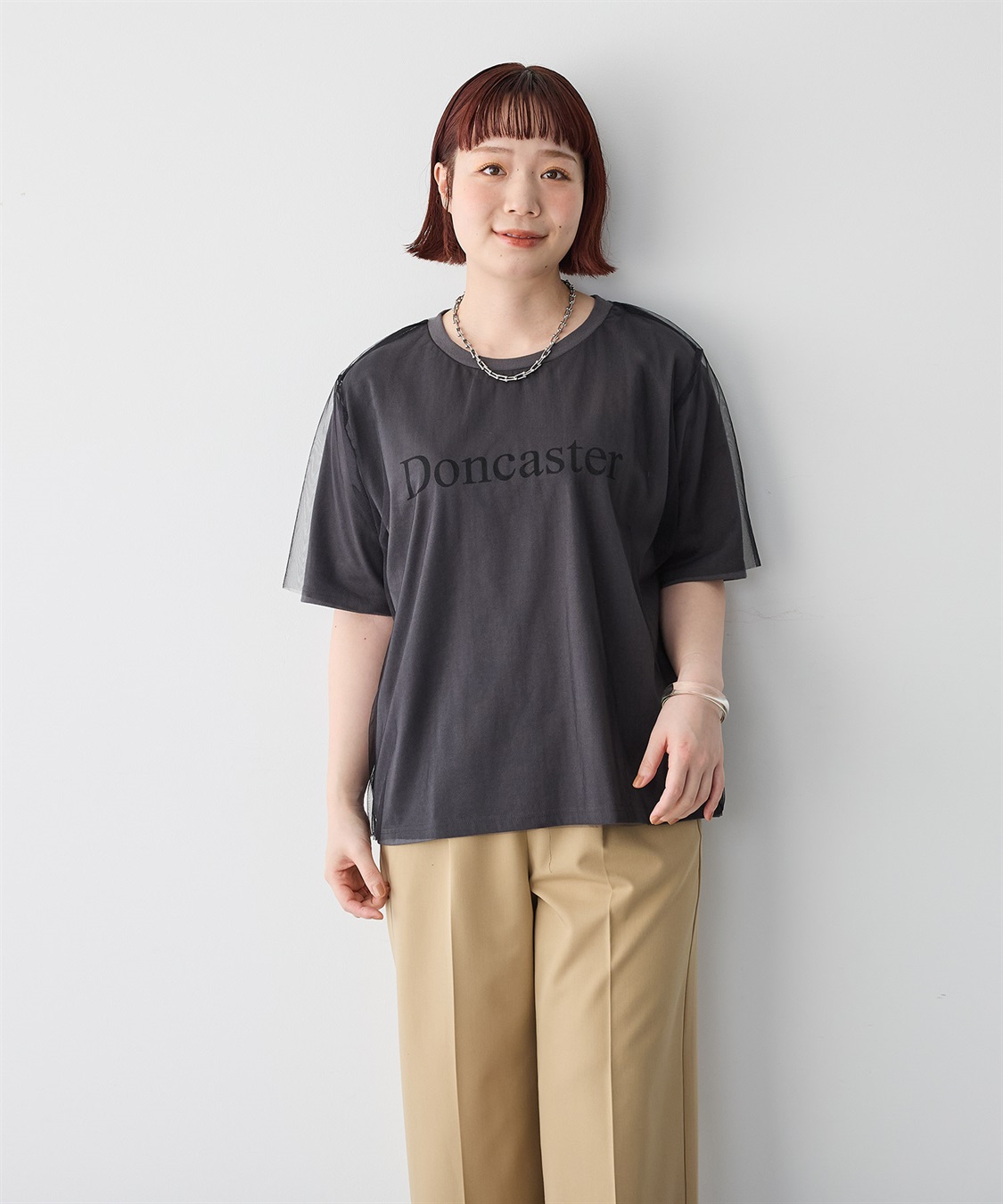 anyfee 【anyfee/プラスサイズ】チュールレイヤードTシャツ_sub_13