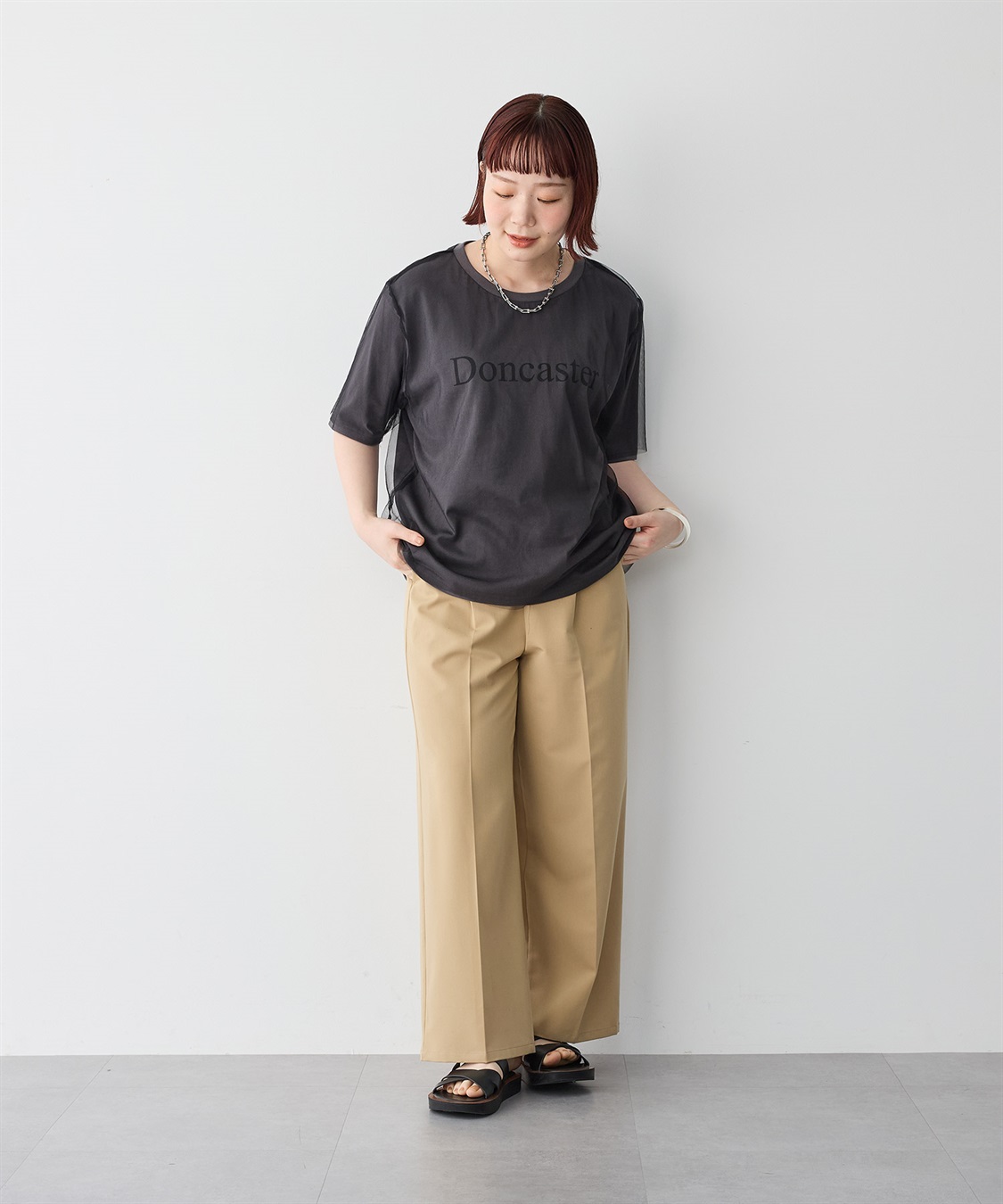 anyfee 【anyfee/プラスサイズ】チュールレイヤードTシャツ_sub_15