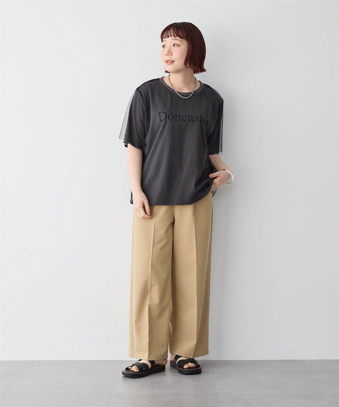 anyfee 【anyfee/プラスサイズ】チュールレイヤードTシャツ_sub_16