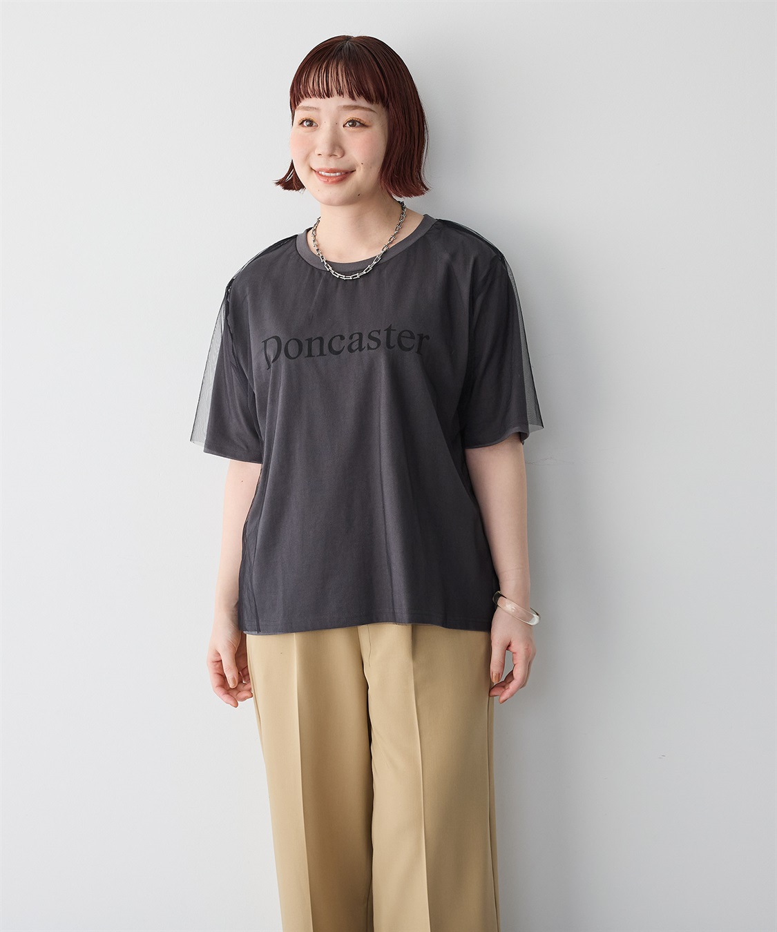 anyfee 【anyfee/プラスサイズ】チュールレイヤードTシャツ_sub_19