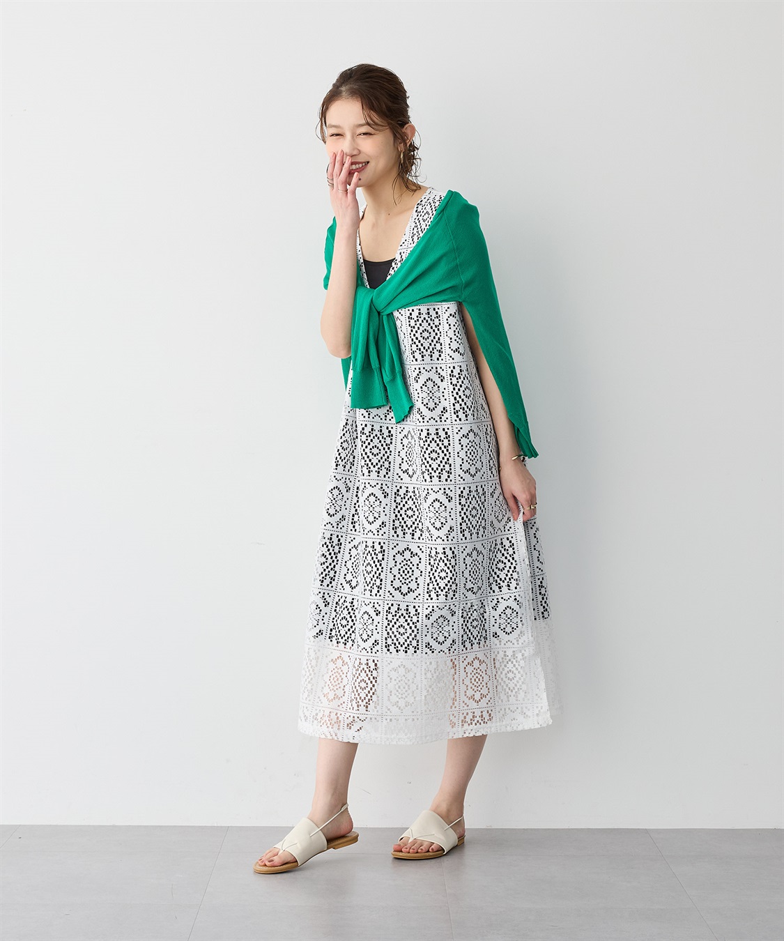 anyfee 【anyfee/エニフィー】レース編みノースリーブロングワンピース_sub_7