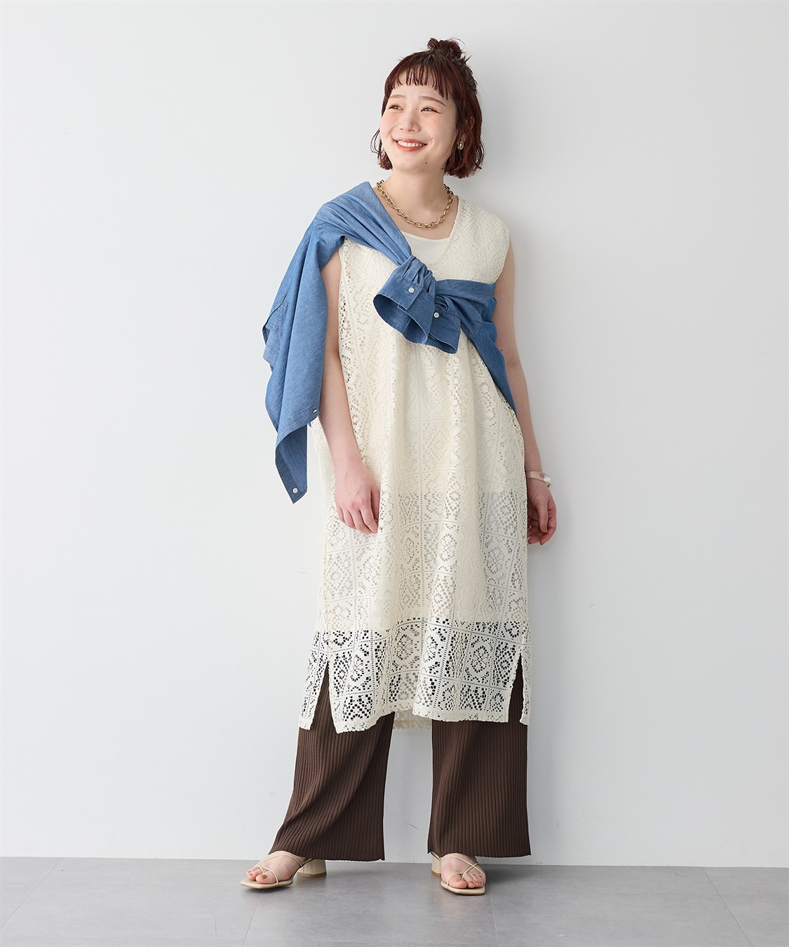 anyfee 【anyfee/エニフィー】レース編みノースリーブロングワンピース_sub_16